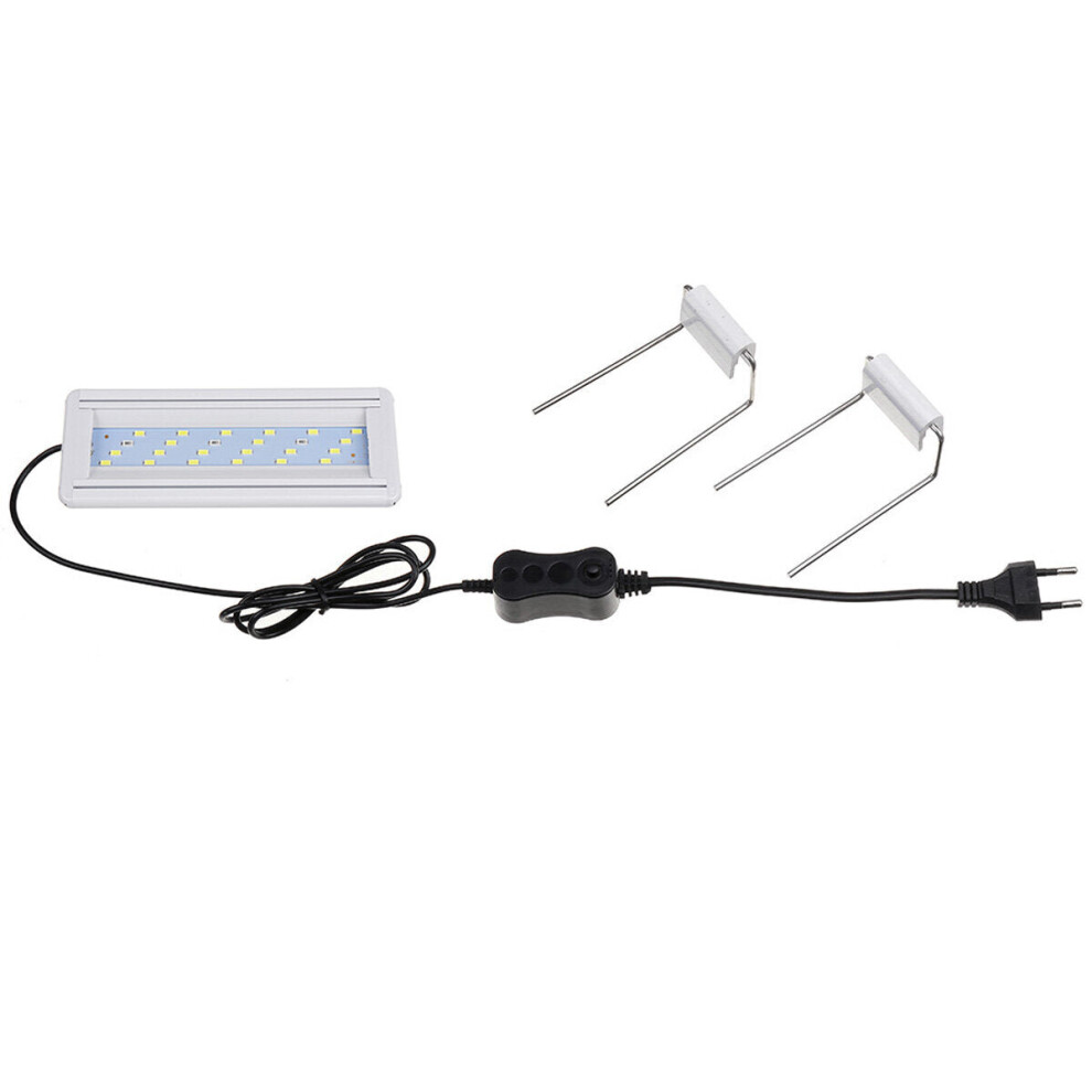 (EU Plug) 5W LED Fish Tank Light 20CM Aquarium Bracket Clip Light Aquarium Lighting Extendable Aquatic Plant Light for 20-30cm Fish Tank