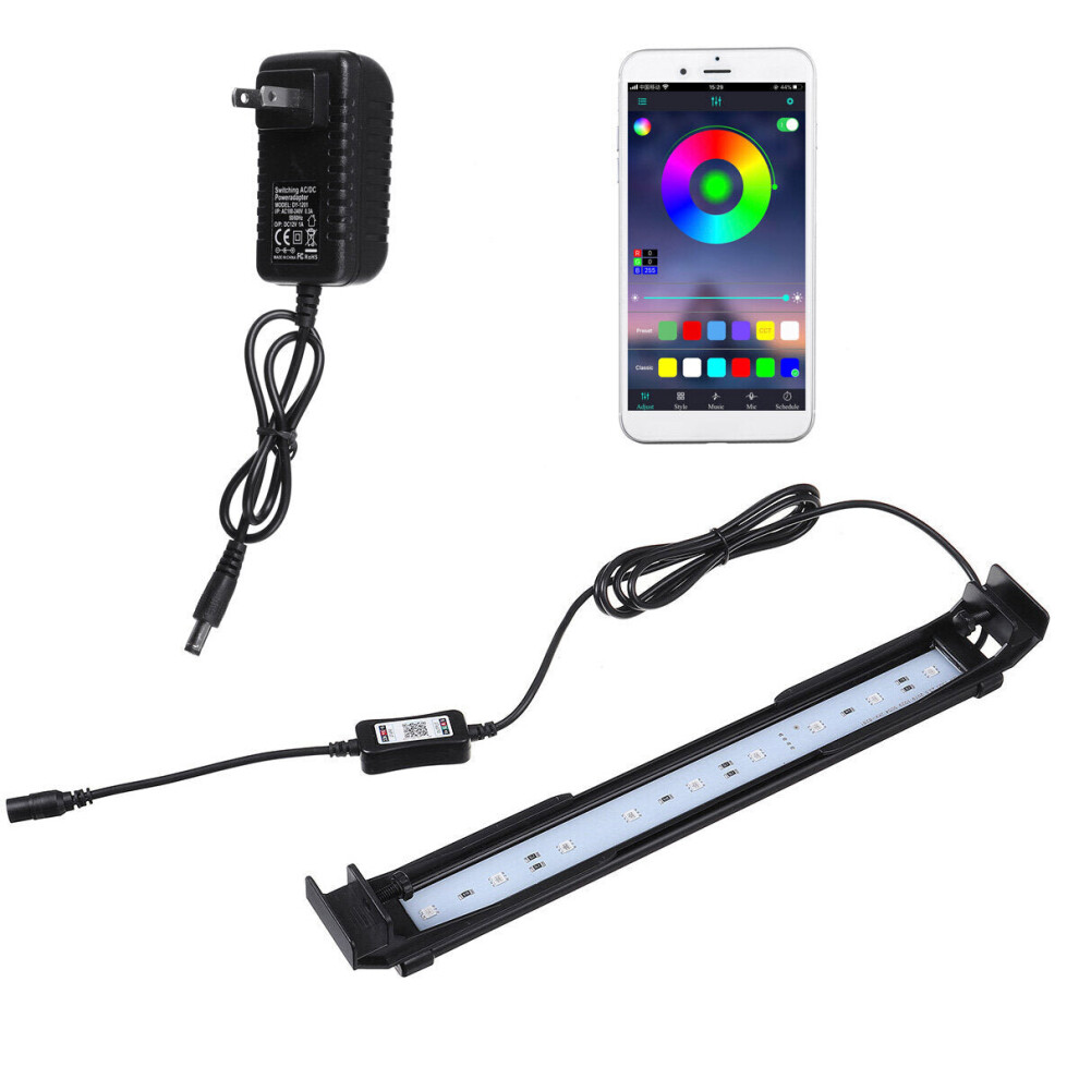 (US Plug) Dimmable 32CM 10W Bluetooth APP Controlled RGB LED Aquarium Lighting Adjustable Top Light Suitable for Aquarium/Fish Tank