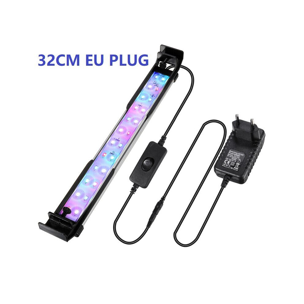 (EU Plug) 32CM 24LED RGB Aquarium Fish Tank Light 2 Modes Double Drainage Water Grass Lamp