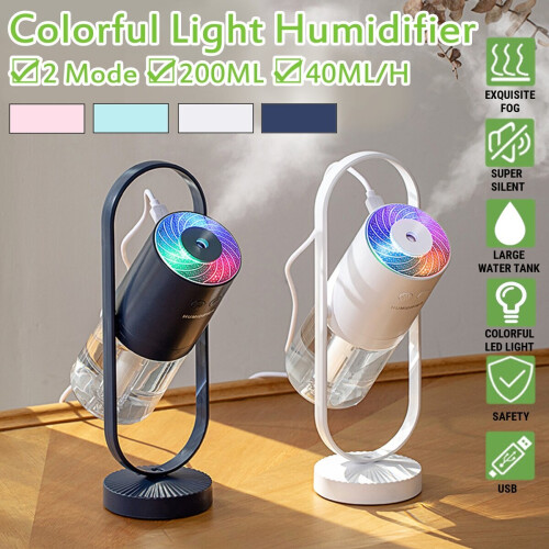 (White) 3.5W 200ML Ultrasonic Electric Air Diffuser Aroma Humidifier USB Rotatable LED Night Light 2