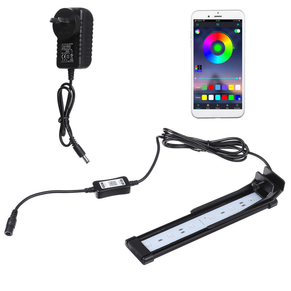 (AU Plug) 22CM Bluetooth APP Controlled Aquarium Cover Lighting Color Change Dimmable LED Light Bar Suitable for Aquarium/Fish Tank