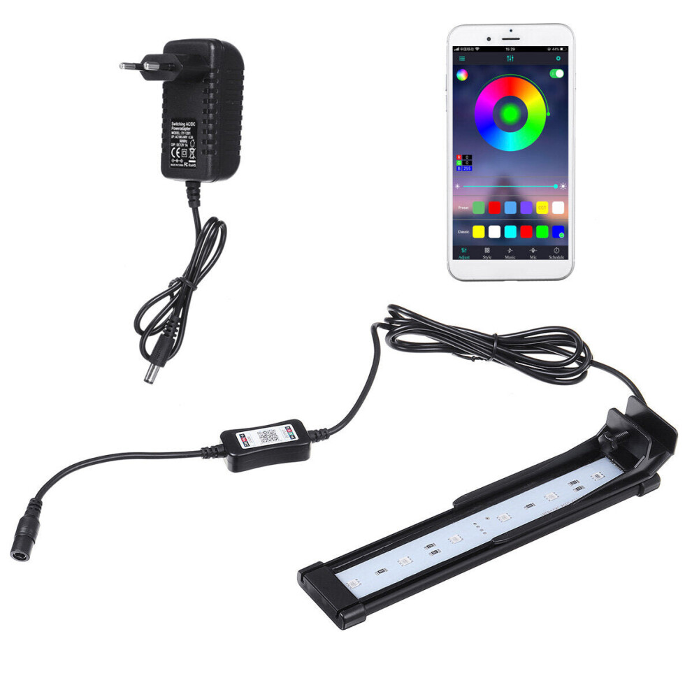 (EU Plug) 22CM Bluetooth APP Controlled Aquarium Cover Lighting Color Change Dimmable LED Light Bar Suitable for Aquarium/Fish Tank