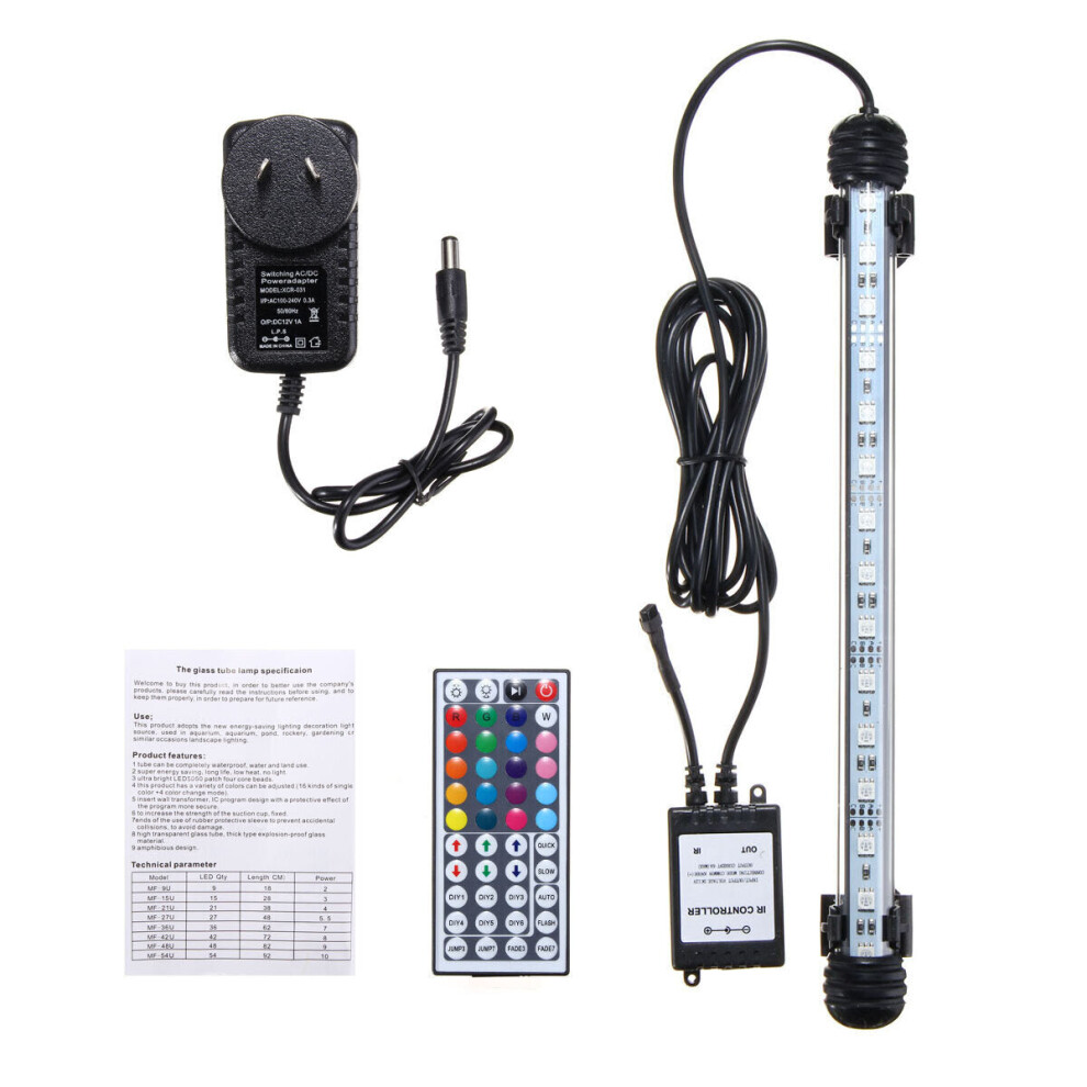 (AU Plug) 28CM 4.5W SMD5050 RGB LED Aquarium Fish Tank Light Color Changing Bar Submersible Lamp + 44Keys Remote Control