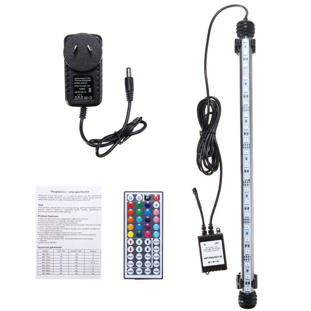 (AU Plug) 38CM 5.9W RGB LED Aquarium Fish Tank Light SMD5050 Color Changing Bar Submersible Lamp + Remote Control AC110-240V