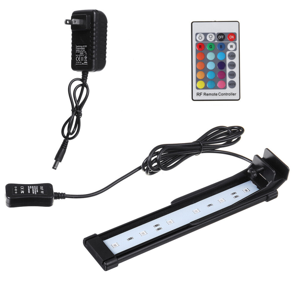 (US Plug) 22CM Aquarium Cover Lighting Color Change Remote Control Dimmable RGBW LED Light Suitable for Aquarium/Fish Tank