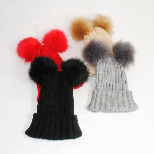 Women's Bobble Hat Double Pom Beanie 1