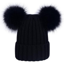 Women's Bobble Hat Double Pom Beanie