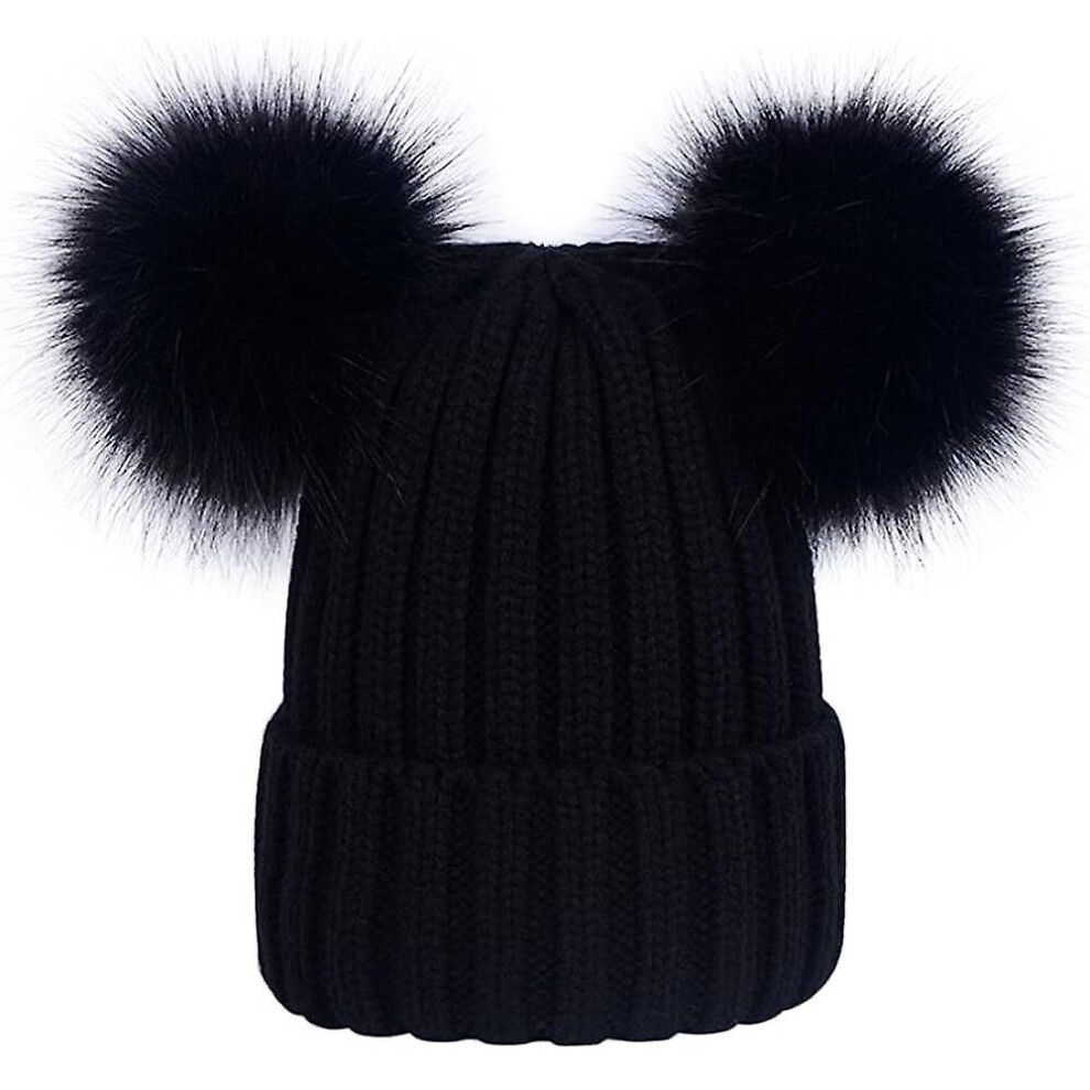 Women's Bobble Hat Double Pom Beanie Not,Specified