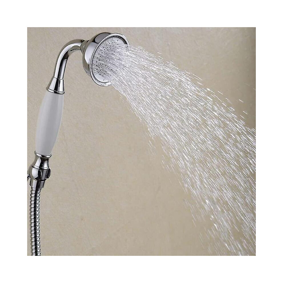 Bathroom Classical Shower Head, Traditional Telephone Style Handheld Shower, Retro Ceramic Handle Hand Showe Rain Sprayer Showers With 1.5m Hose (chro