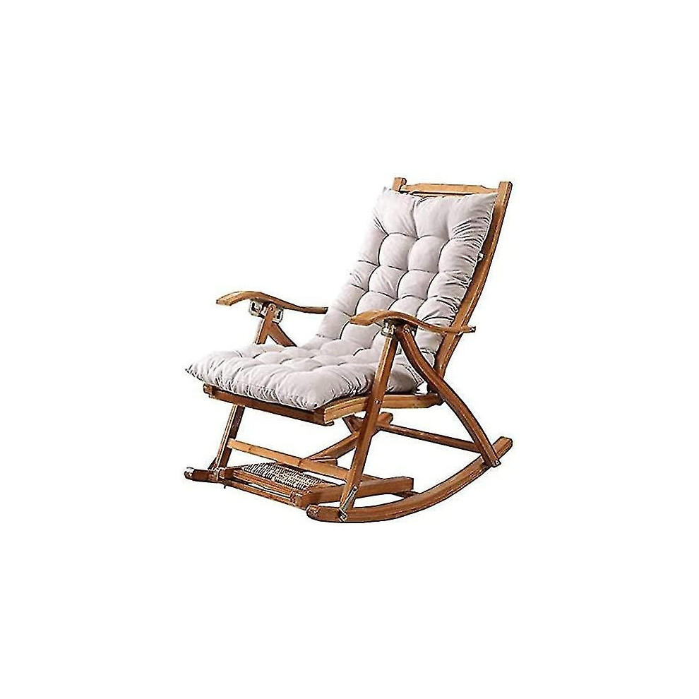 Long Folding Recliner Rocking Chair Cotton Cushion Plush Cushion Bamboo Chair Cushion Wooden Folding Chair High-quality Cushion Gray 1.2 Meters