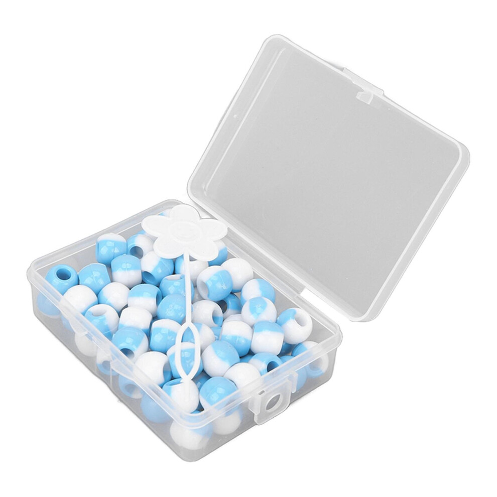74Pcs Round Hair Beads Diy Plastic Crochet Braid Wig Accessories Braid Dreadlock Beads Hair Braiding Toollight Blue