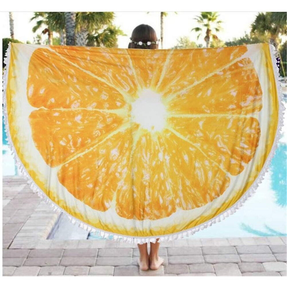 Round Beach Towel With Pompom - Indian Mandala - Yoga Mat - Tablecloth, Scarf, Beach, Leisure, Picnic (b)