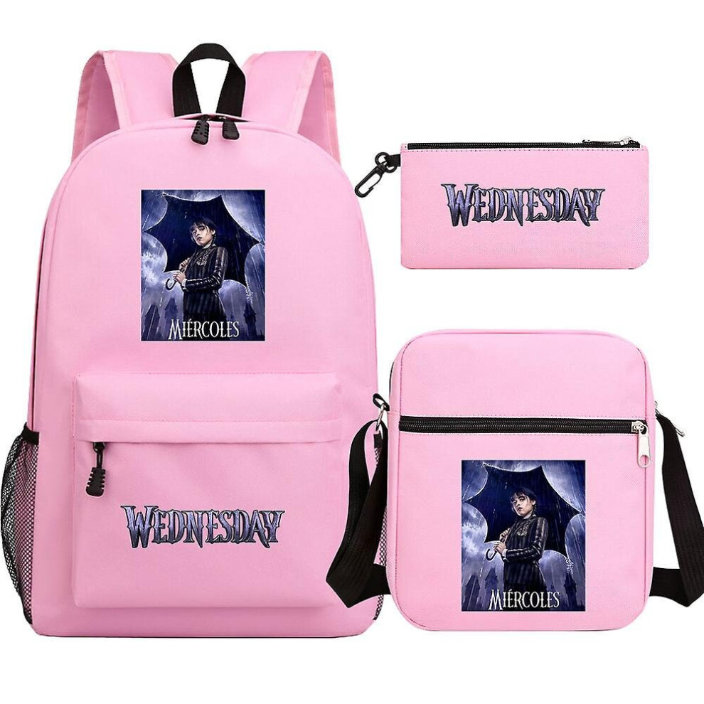 (picture color16) Wednesday Addams 3pcs Sets Backpack Mochila Students Capacity School Bags Bookbag Travel Bag (rucksack Shoulder Bag Pen Bag)-image-OPC-PCJWJGN-NEW