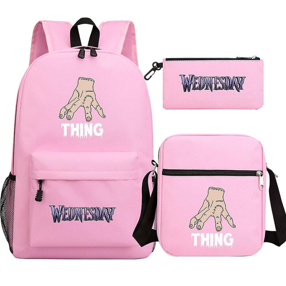 (picture color25) Wednesday Addams 3pcs Sets Backpack Mochila Students Capacity School Bags Bookbag Travel Bag (rucksack Shoulder Bag Pen Bag)-image-OPC-PCJWJGP-NEW