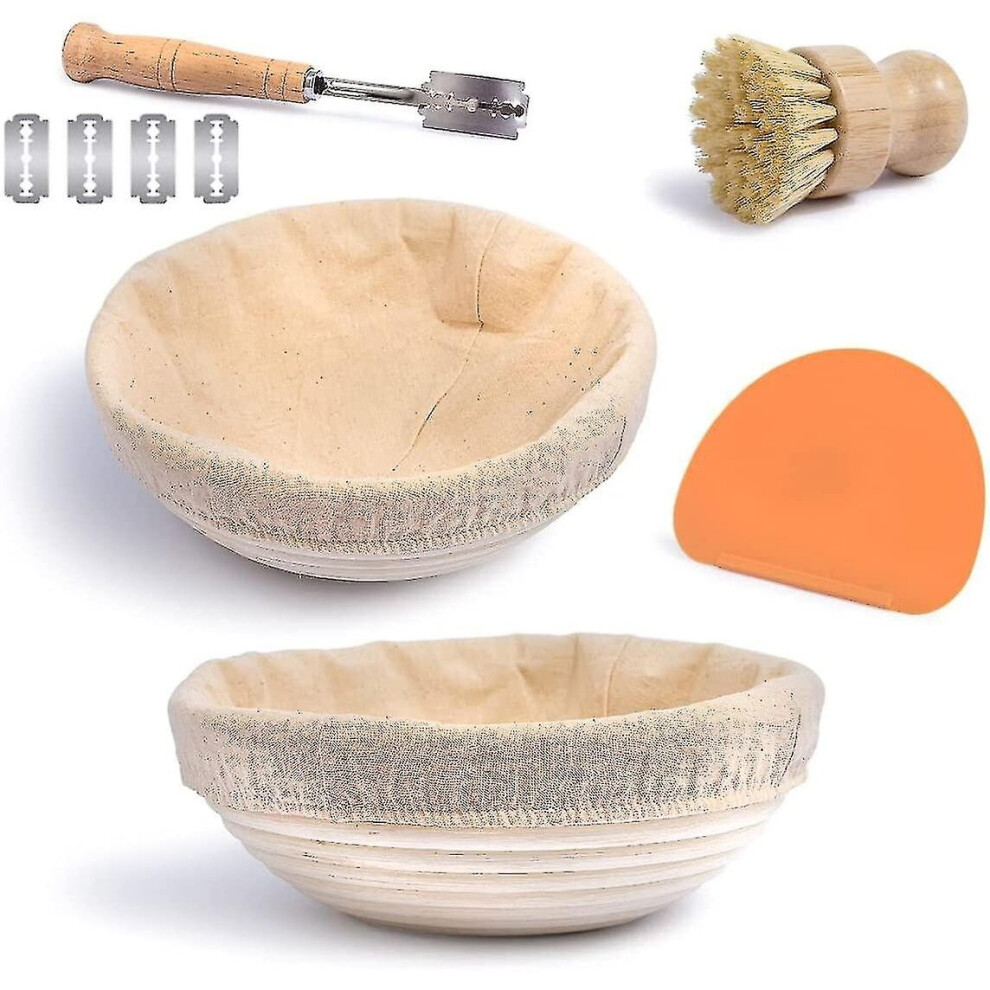 Bread Proofing Basket Set (round) - Bread Proofing Baskets For Sourdough - Bread Making Kit - Baker Gift - Baking Tools And Supplies