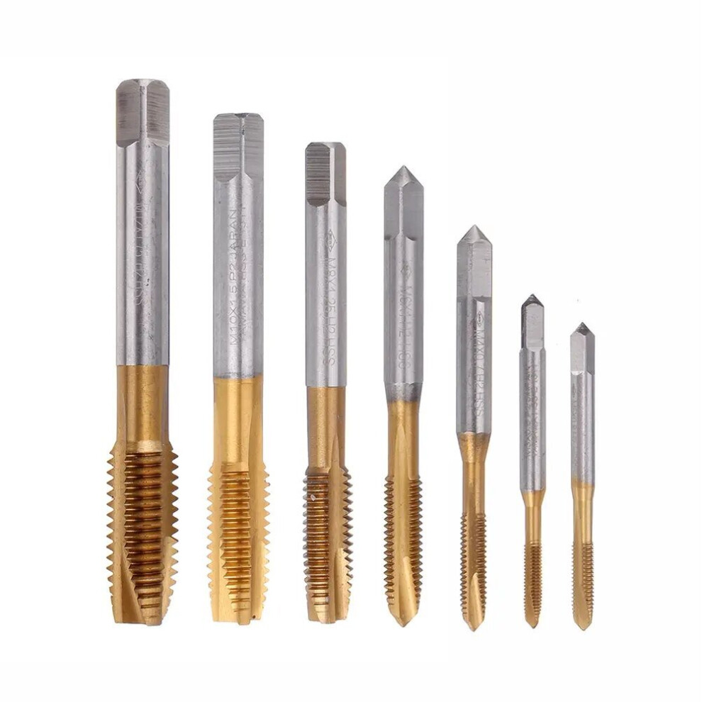 (M5) M3-M12 Titanium Coated Hand Tap Hss Metric Straight Flute Thread Screw Tap 1138392175538