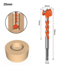 (25mm) 7mm Hex Shank Lengthen Core Drill Bit 16mm-25mm Woodworking Tools Hole Saw Cutter Hinge Boring Drill Bits