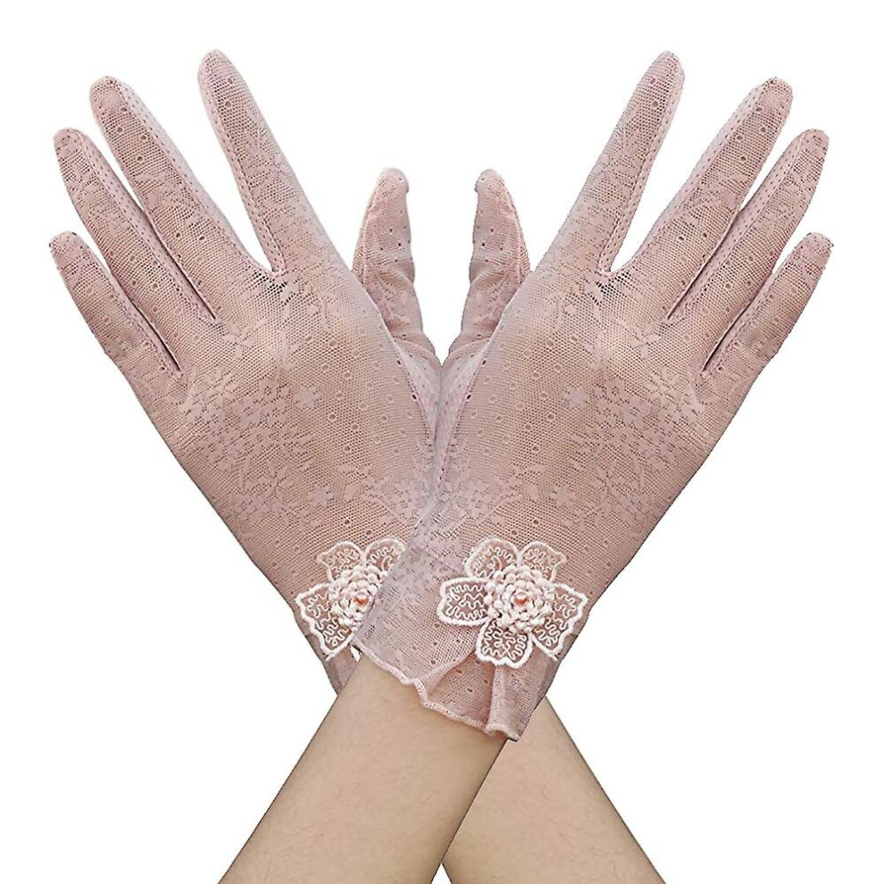 Floral Lace Gloves For Wedding Opera Party Flapper Lace Gloves Stretchy Adult Sizewomen's Spring And Summer Thin Touch Screen Gloves Sunscreen Gloves