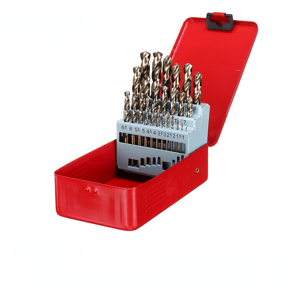 (25pcs drill set) M35 Cobalt Drill Bit Set HSS-Co Jobber Length Twist Drill Bits with Metal Case for Stainless Steel Wood Metal Drilling