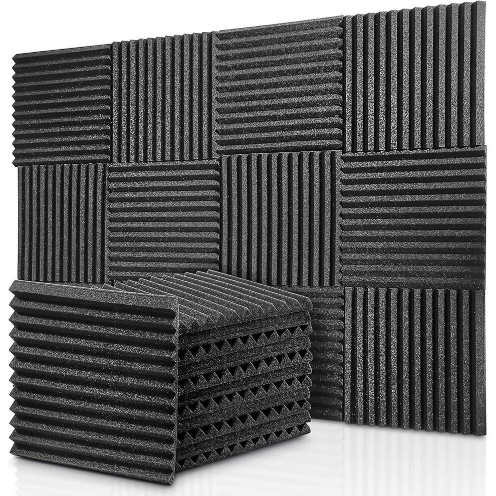 12-pack Acoustic Foam Panels Wedges, Fireproof Soundproofing Foam Noise Cancelling Foam For Stu