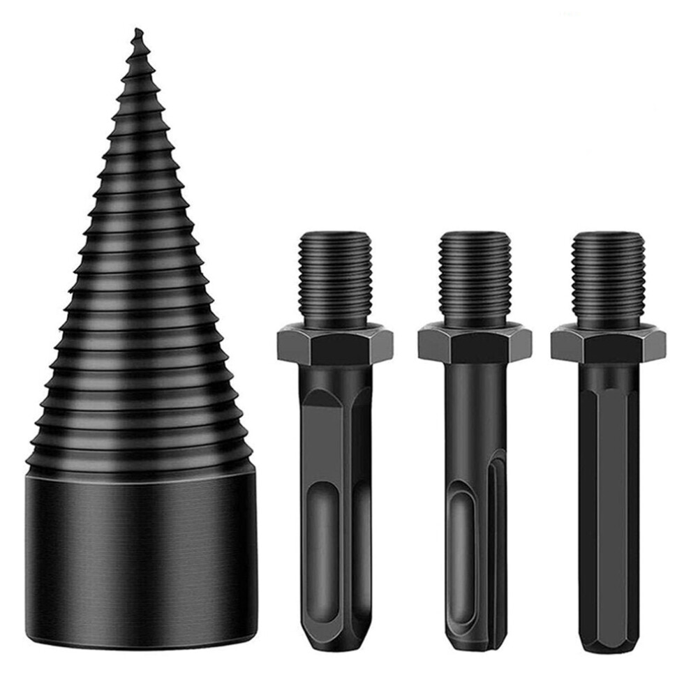 (42Mm) 4Pcs 32/42Mm Round/Square/Hexagonal Shank Firewood Drill Bit Splitter Wood Split Cone Drill Bit For Tree Cutting 1138392181706