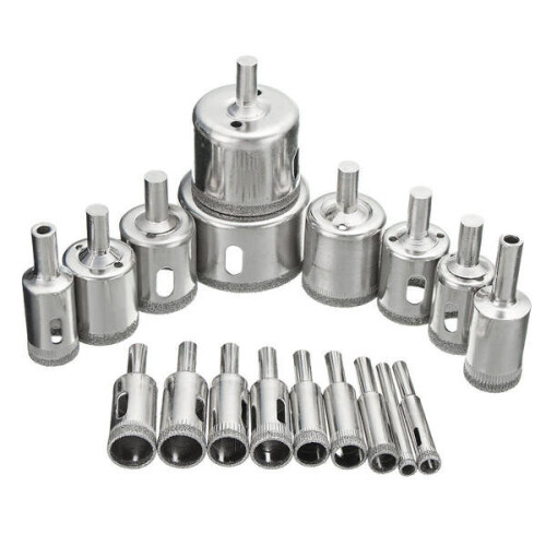 15Pcs 6-50mm Diamond Hole Saw Drill Bit Set 100 Grits Tile Ceramic Glass Marble Drill Bits 1