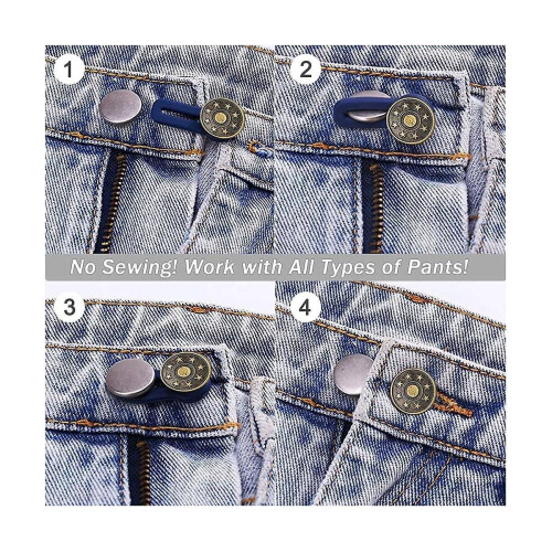 Button Extenders For Jeans, 6 Sizes Pants Button Waistband Extender, Flexible Adjustable Elastic Wa 1
