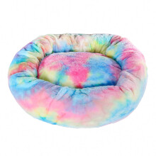(Blue, 50cm) Plush Round Soft Pet Bed Flush Kennel Nest Cats Dogs Warm Comfortable Sleeping Pads- EVRT