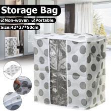 (Dot Small) Portable Non-woven Storage Bag Clothes Space Saver Quilt Blanket Organizer