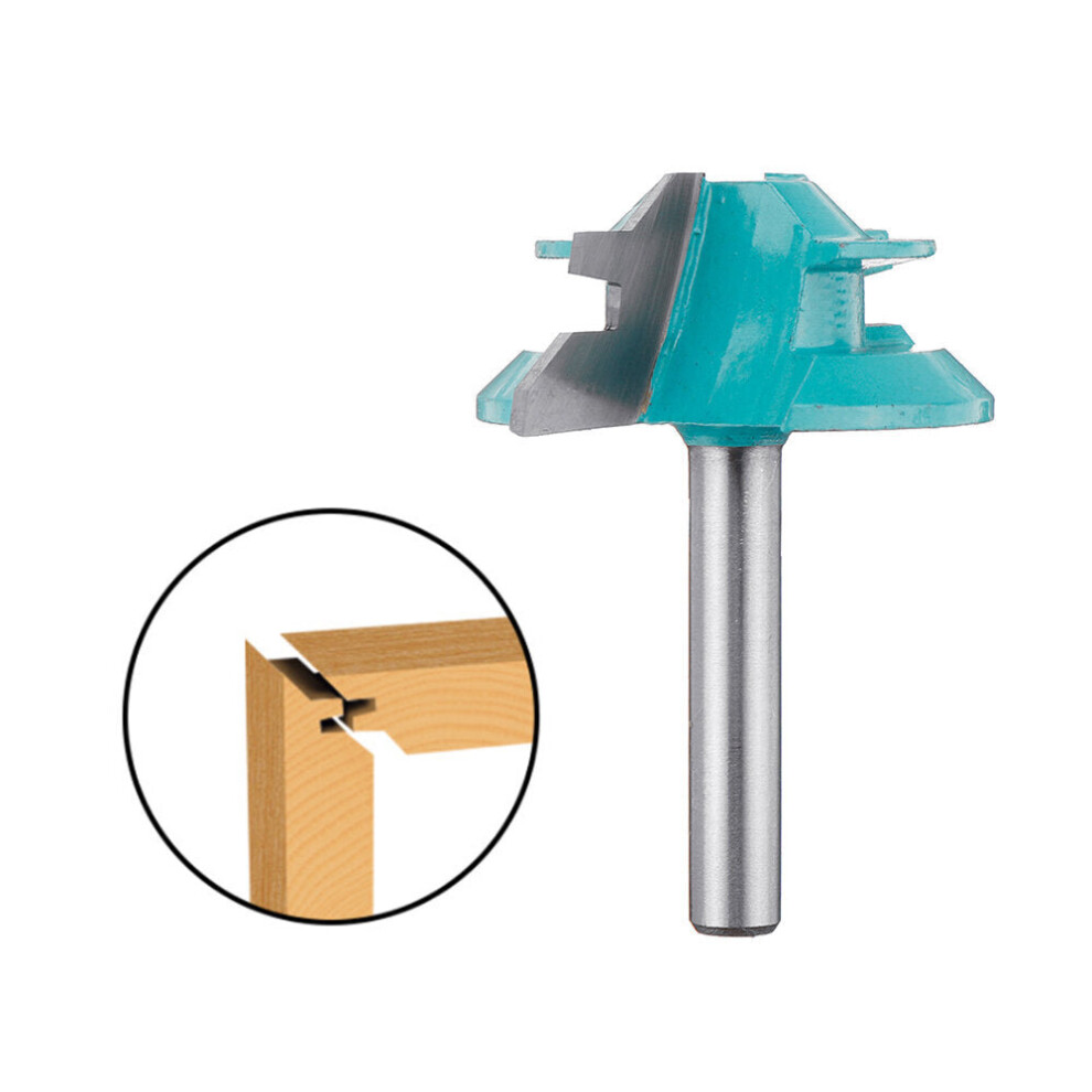 1/4 Inch Shank 45 Degree Lock Miter Router Bit 1-1/2 Inch Cutting Diameter Tenon Woodworking Cutter 1138392147078