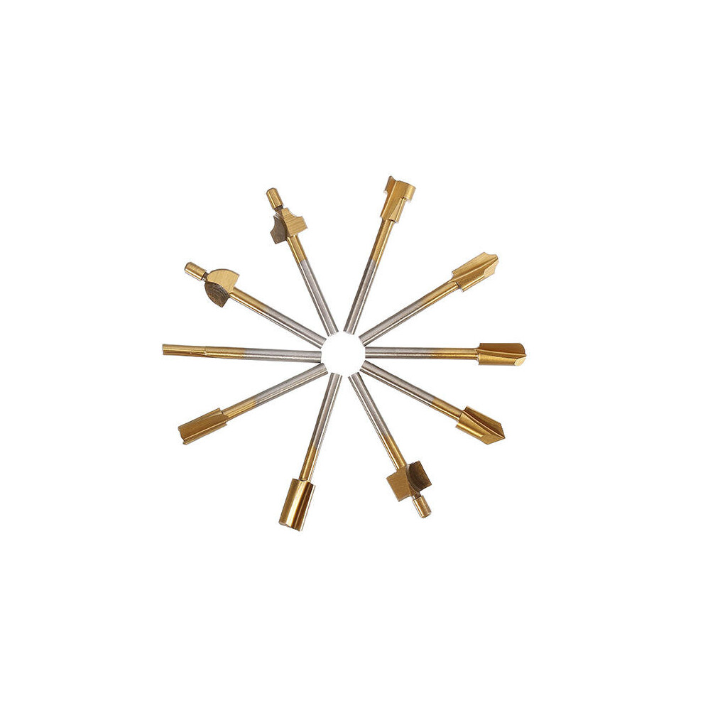 10Pcs 3Mm Titanium Coated Hss Router Bit Set 3Mm Shank Burr Rotary File Wood Milling Cutter Tool 1138392150337