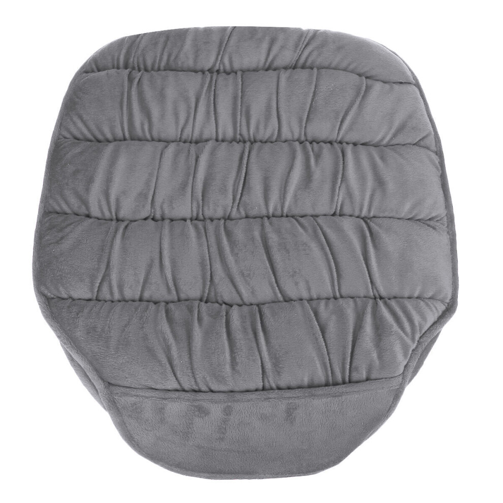 (Gray) Universal Car Front Seat Cover Soft Plush Breathable Pads Winter Chair Cushion Gray 1138392151266