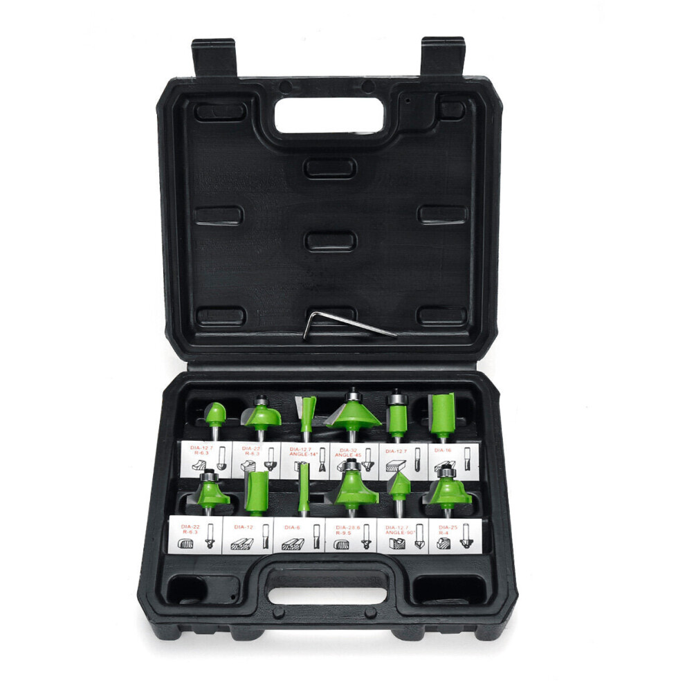 Gzuk 12Pcs 1/4 Inch Shank Router Bits Set Carbide Woodworking Tools For Home Improvement And Diy