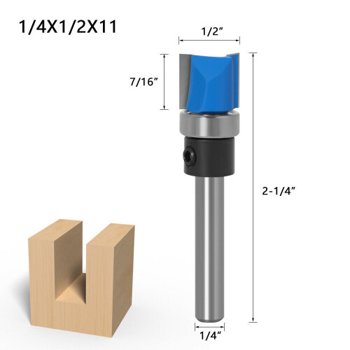 (1/4*1/2*11) 1/4inch/6mm Shank Flush Trim Router Bit Pattern Bit Top Bottom Bearing Blade Template Wood Milling Cutter Carpenter