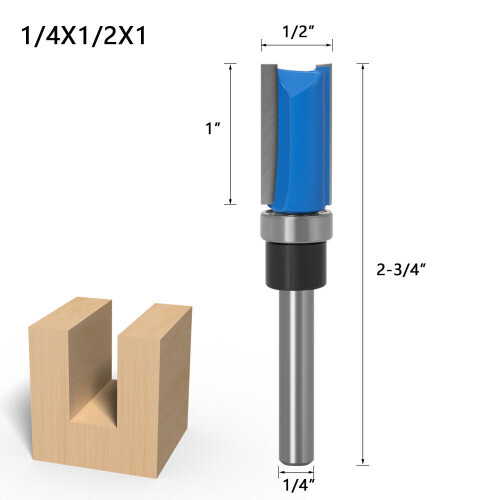 (1/4*1/2*25) 1/4inch/6mm Shank Flush Trim Router Bit Pattern Bit Top Bottom Bearing Blade Template Wood Milling Cutter Carpenter