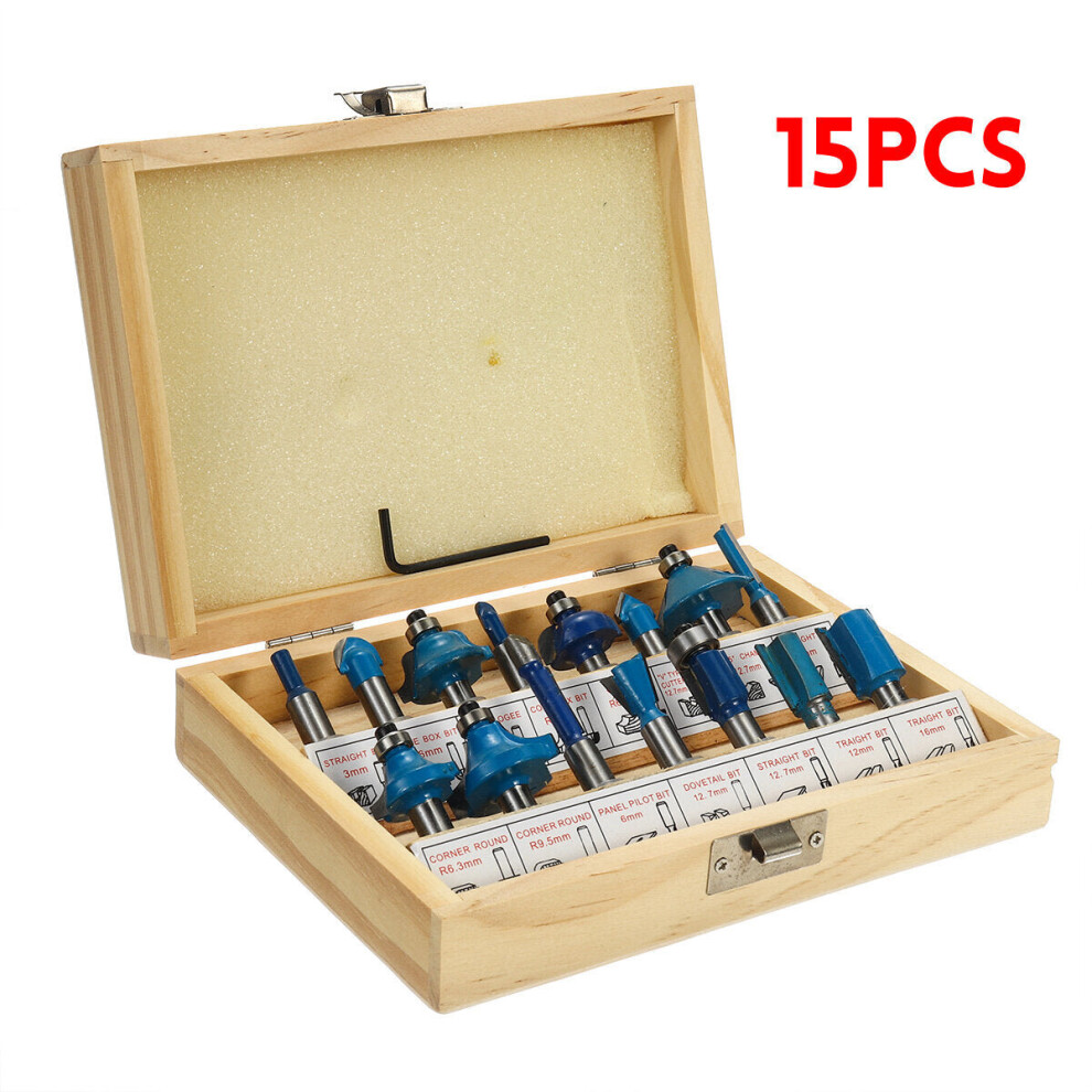 (15Pcs) 12/15Pcs 8Mm Shank Router Bit Milling Cutter Set Woodworking Cutter 1138392150078