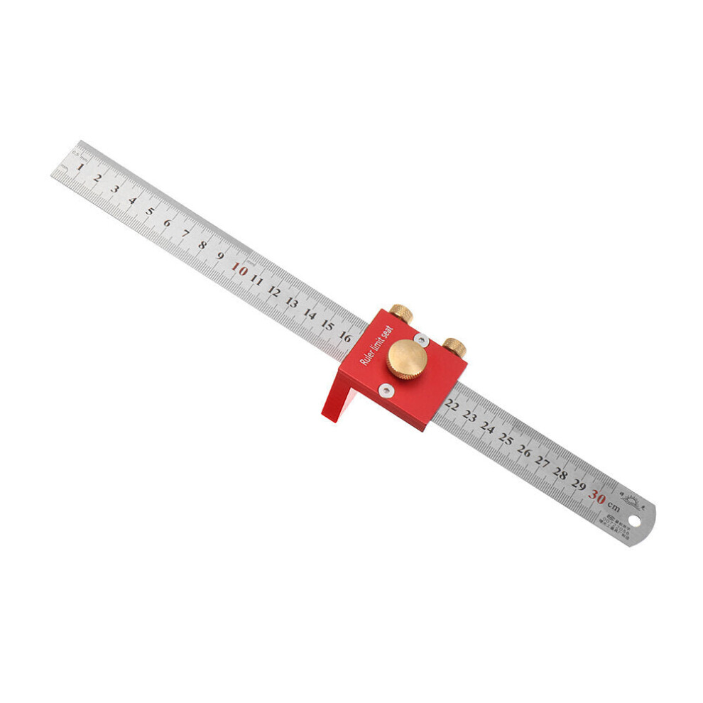 (Red) 30Cm/12In Metric Line Drawing Ruler 90 Line Ruler Woodworking Right Angle Ruler Woodworking Measuring Tool 1138392149010