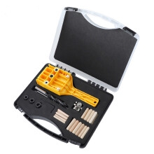 (Green) Hand-held Woodworking Dowel Jig Hole Punch Set with Storage Case ABS Plastic Wood Board Connection 6/8/10mm Hole Locator Tools