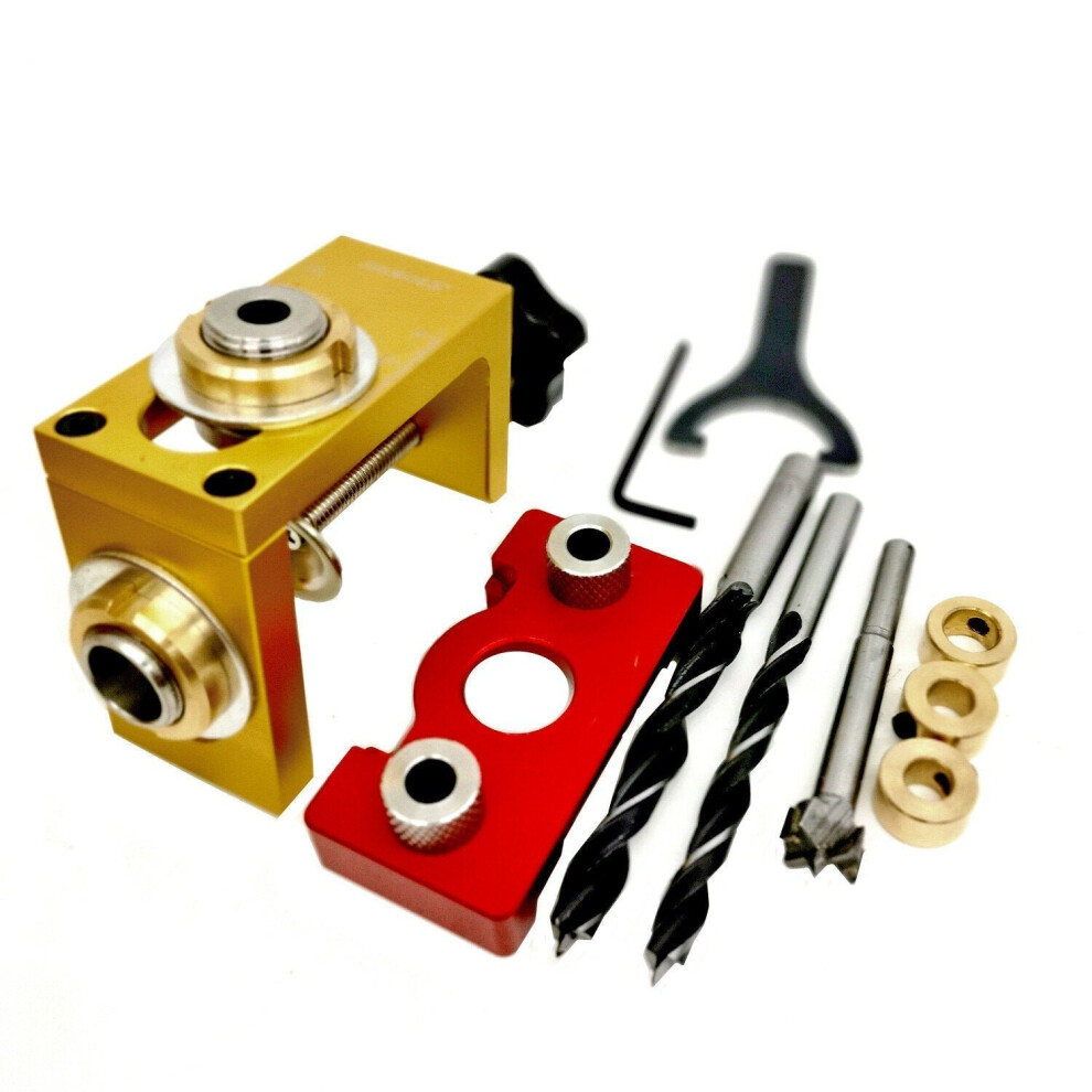 (Dowelling Jig) 3 In 1 Dowelling Jig Woodworking Adjustable Aluminum Drilling Guide Locator 1138392149386