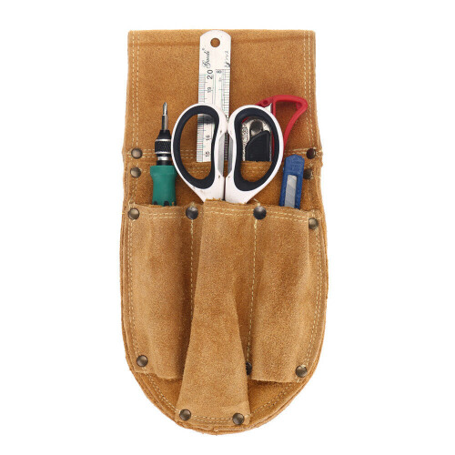 Cowhide Waist Bag Electrical Woodworking Hardware Screwdriver Tools Belt Case 1