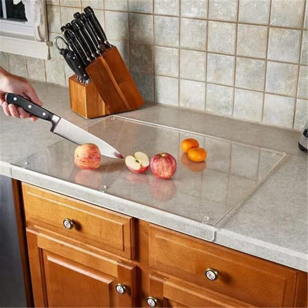Kitchen Countertop With Acrylic Cutting Board, Countertop With Transparent Cutting Board With Edges, Countertop Protector, Home And Restaurant-image-OPC-PCJX552-NEW