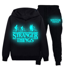 (C, 9-10 Years) 7-14 Years Kids Boys Girls Stranger Things Luminous Outfit Set Pullover pants Tracksuit Set Gifts