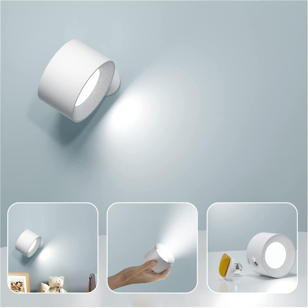 White Indoor Wall Light, Touch Controlled Led Wall Sconce, 3 Brightness Levels 3 Temperatures 360 Rotatable Bedroom Bedside Lamp