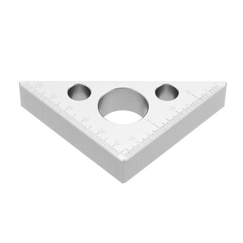 (Small) 90 Degrees Aluminum Alloy Height Ruler Metric Inch Woodworking Triangular Ruler