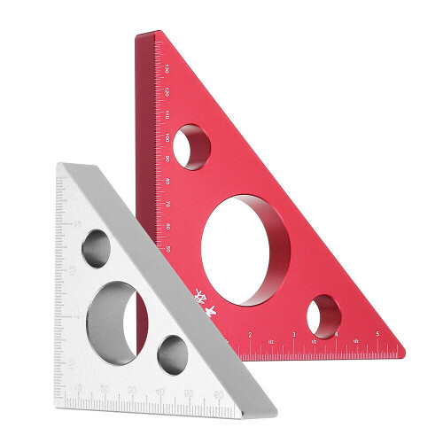(Small) 90 Degrees Aluminum Alloy Height Ruler Metric Inch Woodworking Triangular Ruler 2
