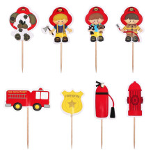24 Pcs Pirate Decorations Kids Birthday Firefighter Fire Truck Fire Engine Theme Party Firemen Cake Decoration