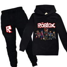 (Black, 13-14Years) 9-14 Years Kids Teens Boys Girls Roblox Outfit Tops pants Tracksuit Set Gifts