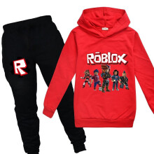 (Red, 13-14Years) 9-14 Years Kids Teens Boys Girls Roblox Outfit Tops pants Tracksuit Set Gifts