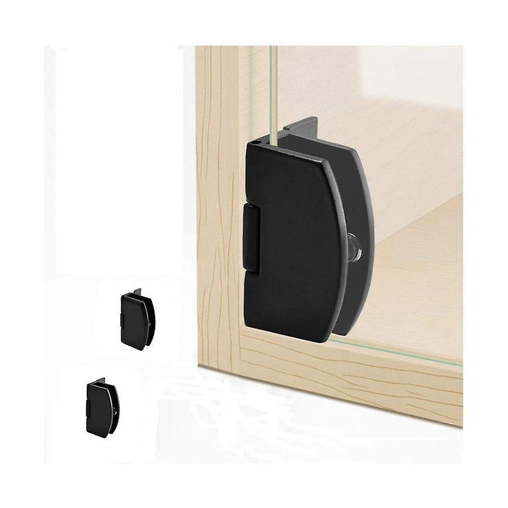 [4 Pcs]] Cabinet Glass Door Hinge Bathroom Clip Frameless Glass Door Cabinet Display Cabinet Cabinet Clip 90 Degree Hinge (Black) 9172662338782