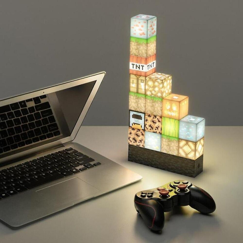 Minecraft Block Building Light 16 Rearrangeable Light Blocks And Bedrock Base Minecraft Bedroom Accessories Lamp Night Light Gifts